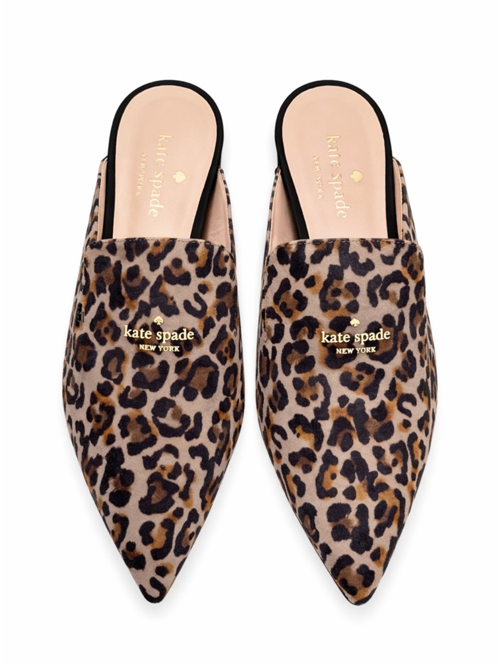 Kate Spade Loretta Leopard Mules NIB Taupe Multi Pointed Toe 10B